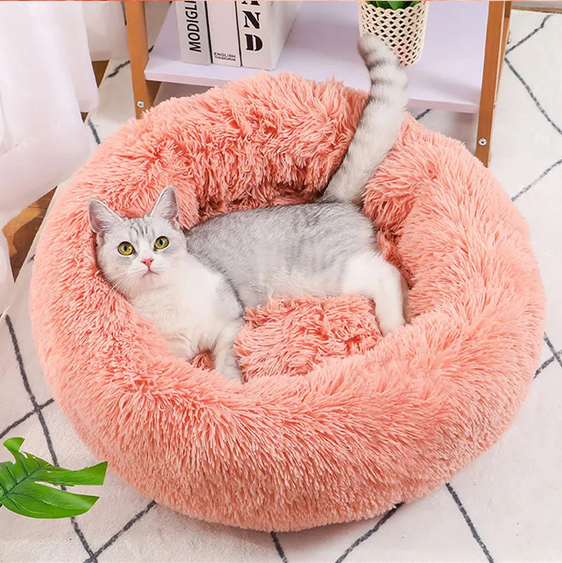 Pet Dog Bed Comfortable Donut Cuddler Round Cat Nest Dog Nest Warm Dog Mat with Soft Plush Material Pet Bed for Dogs and Cats