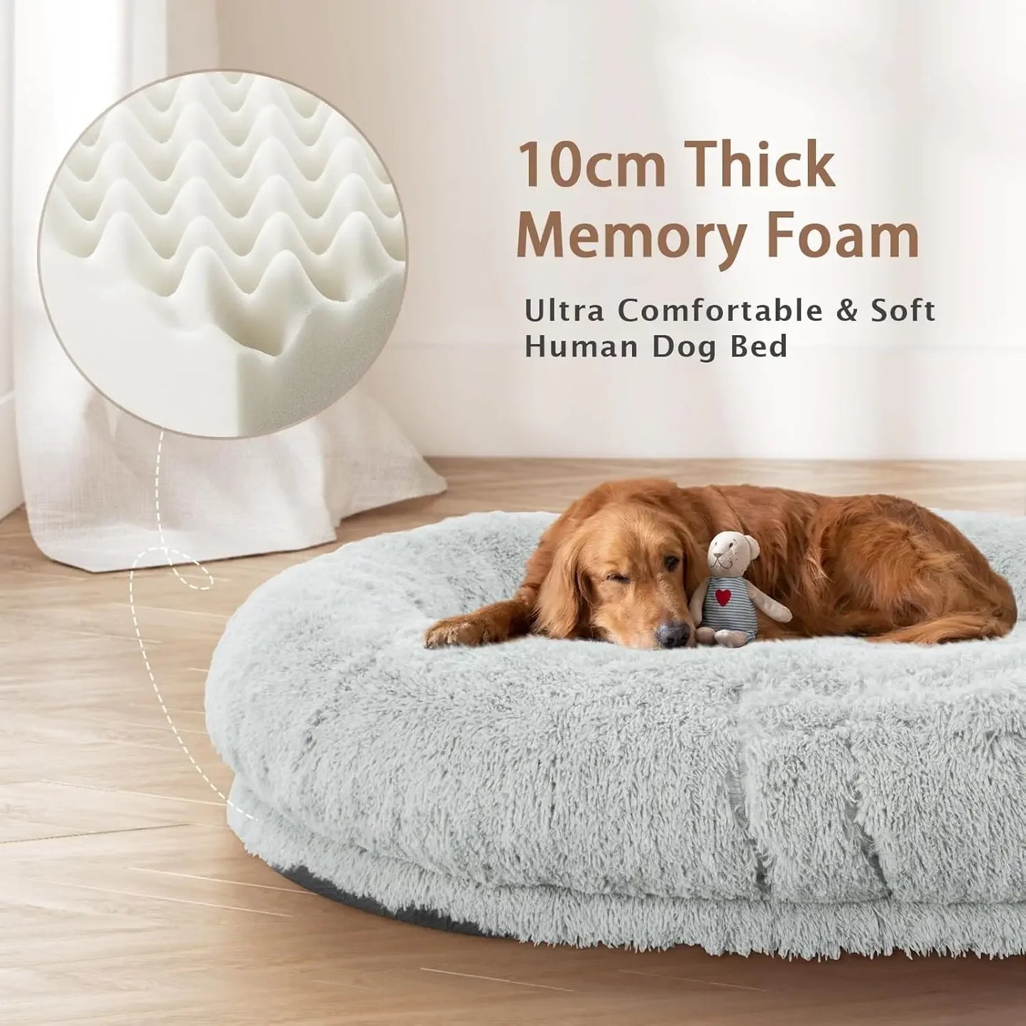 Human Dog Bed,71''x45''x12''Size Fits Adult and Pet Washable Giant People Dog Bed 10 CM Thick Memory Foam Large Oversize Dog Bed