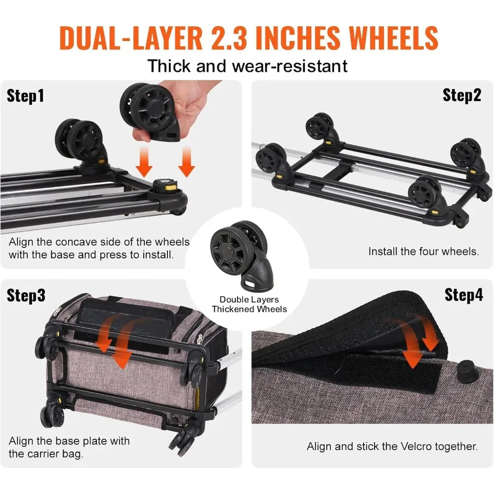 Airline Approved Pet Carrier with Wheels, Expandable Rolling Cat Dog Carrier for Medium Dogs and Cats Under 25LBS, Pet Travel