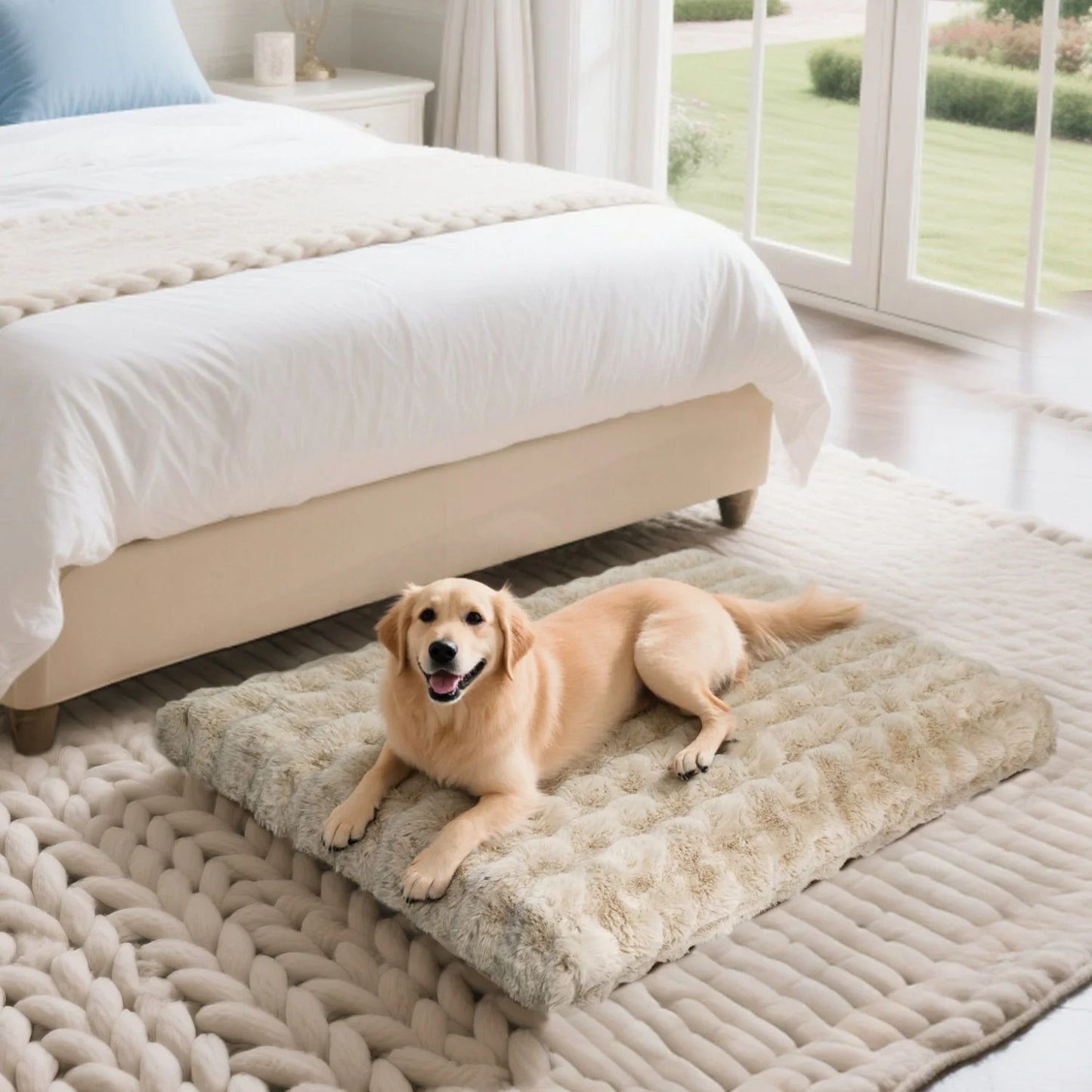 M-4XL Ultra-soft Plush Dog Bed Pet Cat Calming Sleeping Bed Thicker Foam Base Crate Bed Multiple Sizes Option for Dogs