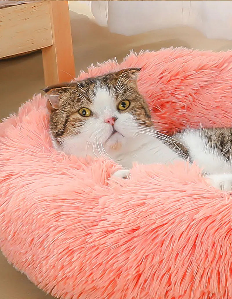Pet Dog Bed Comfortable Donut Cuddler Round Cat Nest Dog Nest Warm Dog Mat with Soft Plush Material Pet Bed for Dogs and Cats
