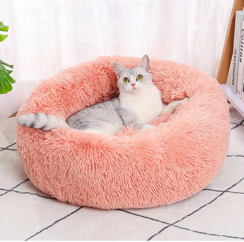 Pet Dog Bed Comfortable Donut Cuddler Round Cat Nest Dog Nest Warm Dog Mat with Soft Plush Material Pet Bed for Dogs and Cats