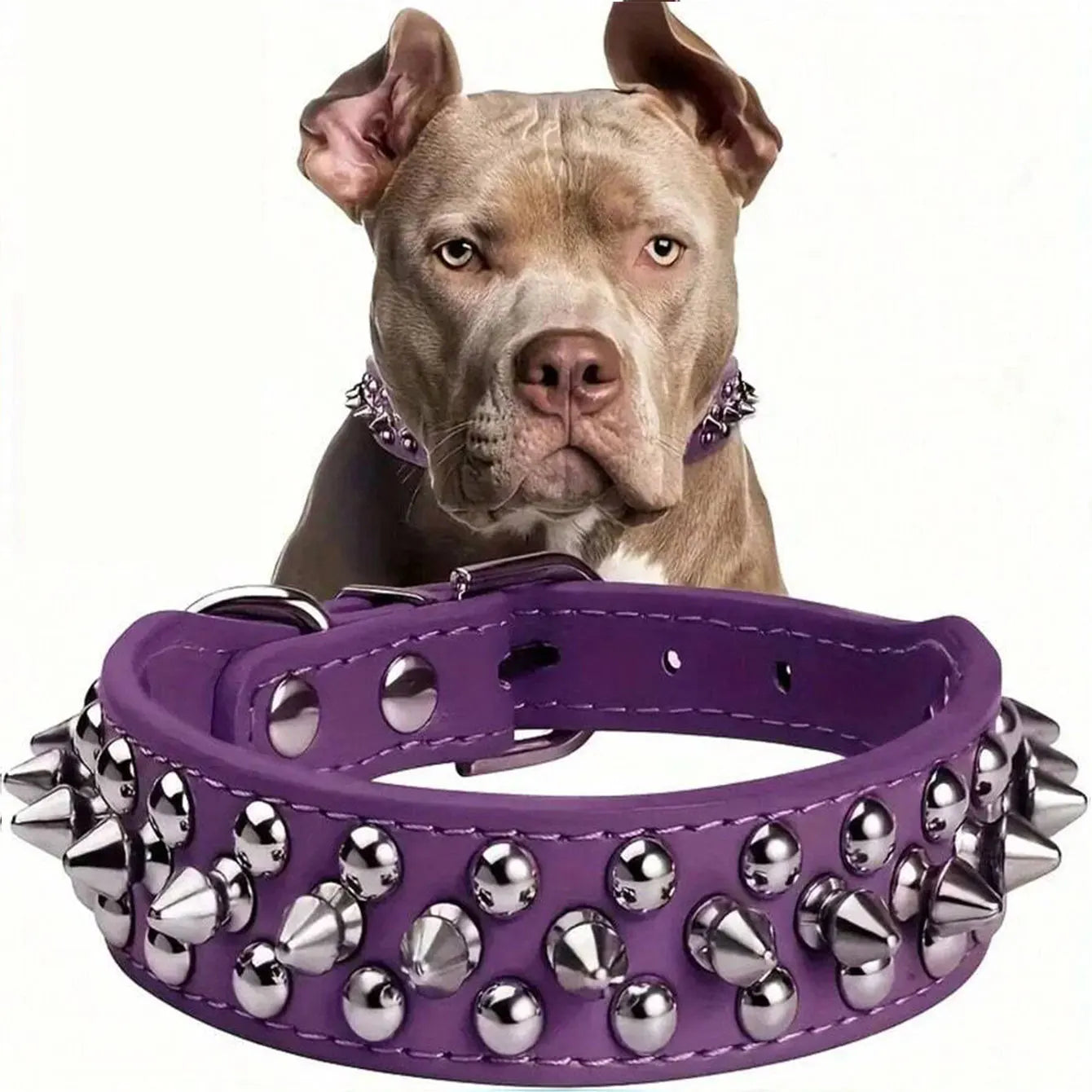 CP037--pet dog adjustable rivet collar,  anti-bite neck protect collar used of durable PU leather and rust resistant metal rivet