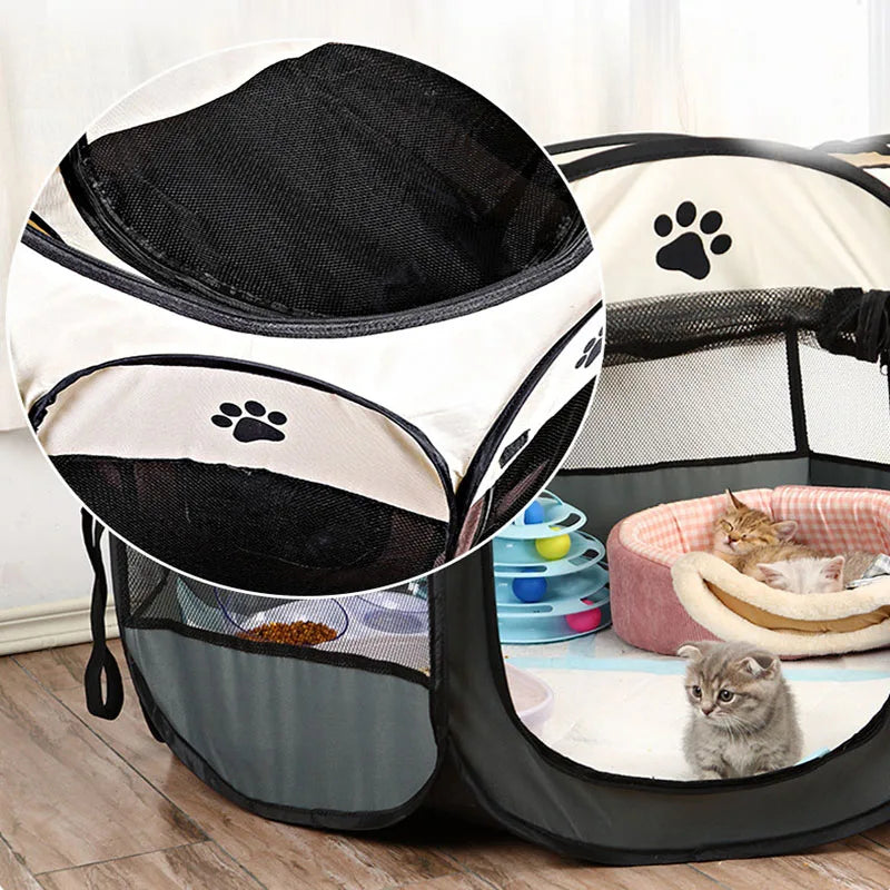 Foldable cats, dog kennels, cats, dogs, delivery rooms, pets, octagonal cages, breathable fences, tents, claw-resistant