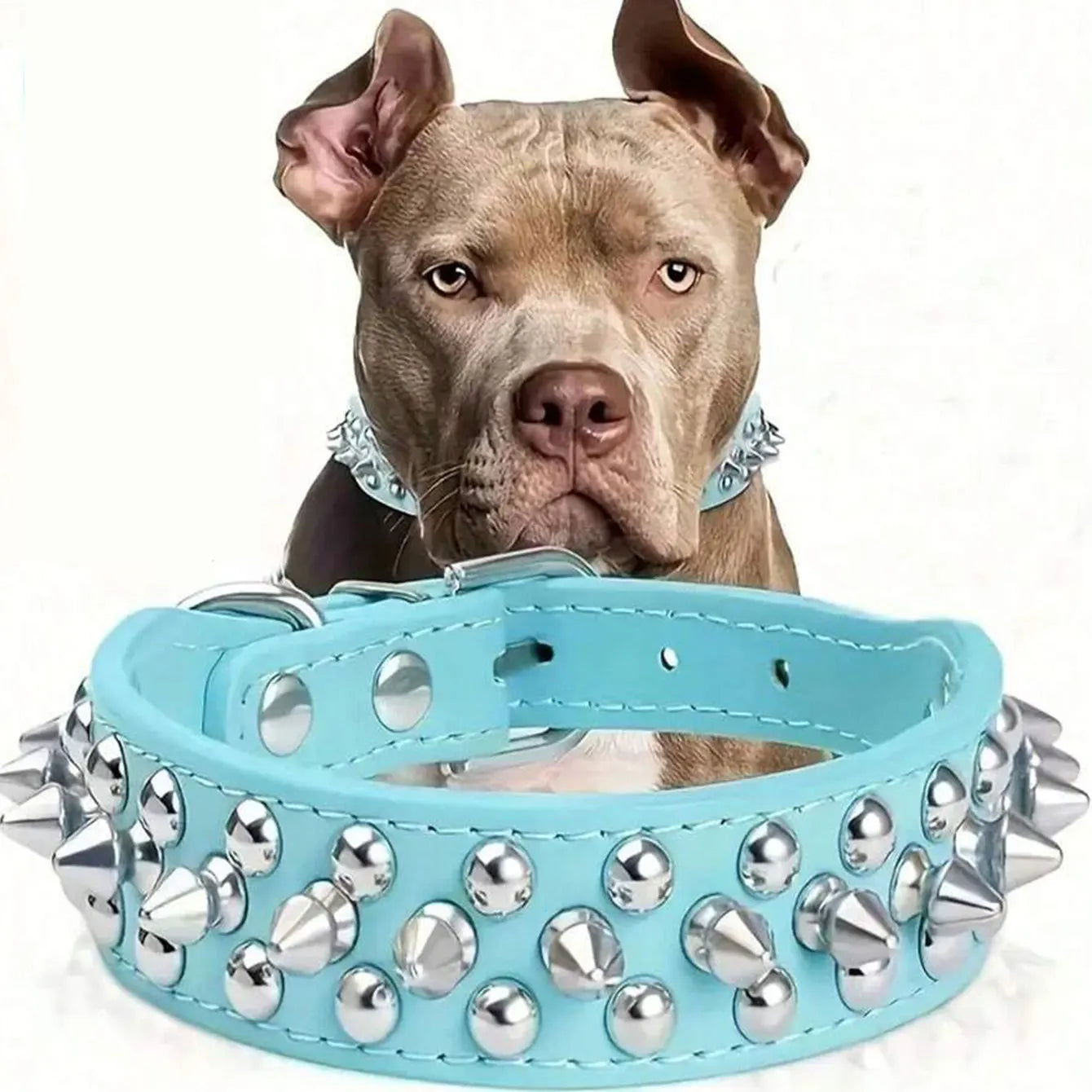 CP037--pet dog adjustable rivet collar,  anti-bite neck protect collar used of durable PU leather and rust resistant metal rivet